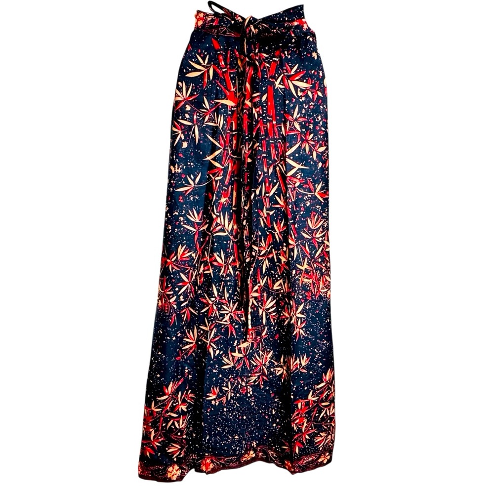 Vintage Ethnic Pokok - Kelapa Batnik Wrap Cotton Maxi Skirt 28" waist - S